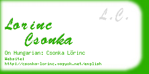lorinc csonka business card